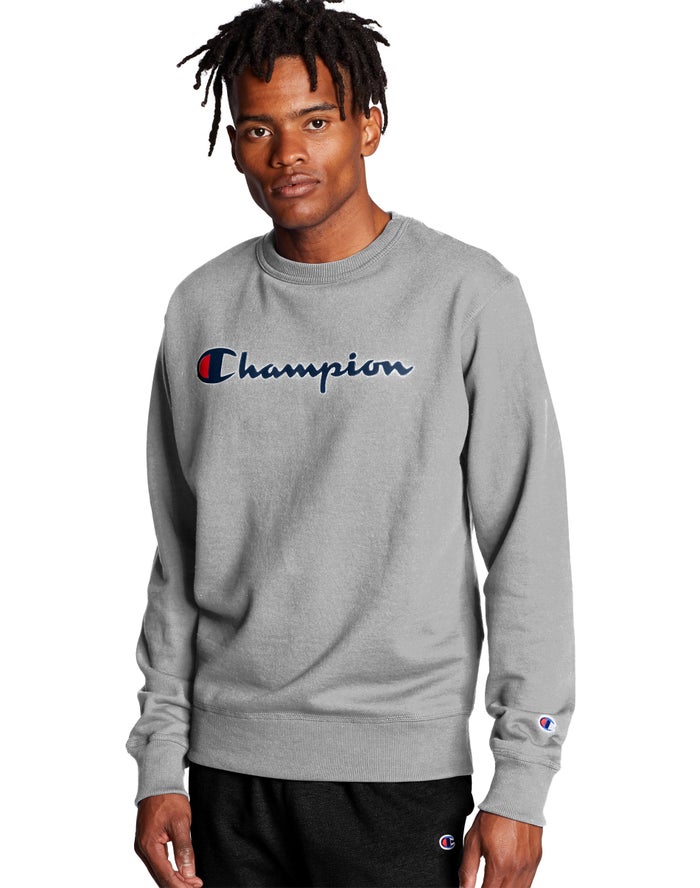 Sudadera Champion Hombre - Powerblend Crew Script Logo ( Gris ) 4965318-XA